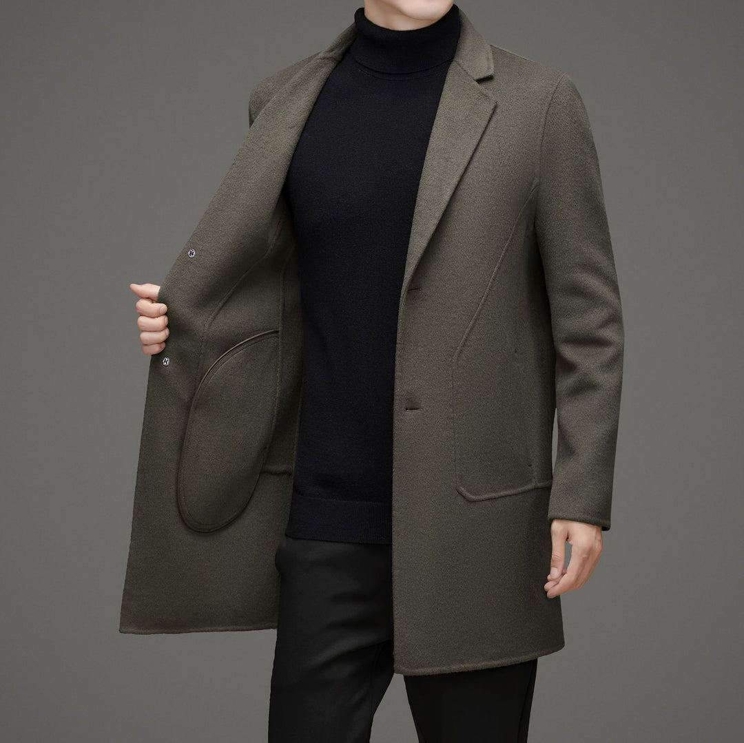 Herren eleganter Wollmantel mit praktischen Taschen und klassischem Schnitt Drune