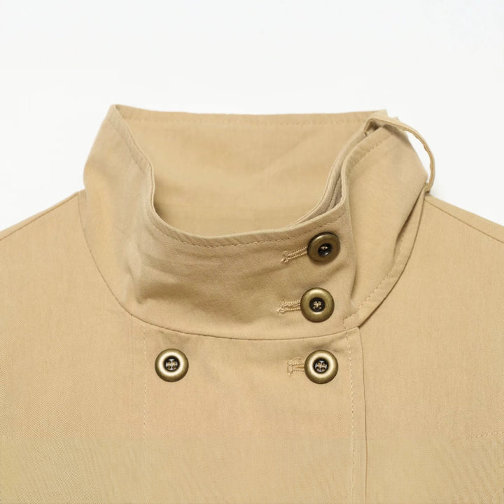 Damen Kurzgeschnittene doppeltreihige Utility-Jacke mit hohem Stehkragen Drune