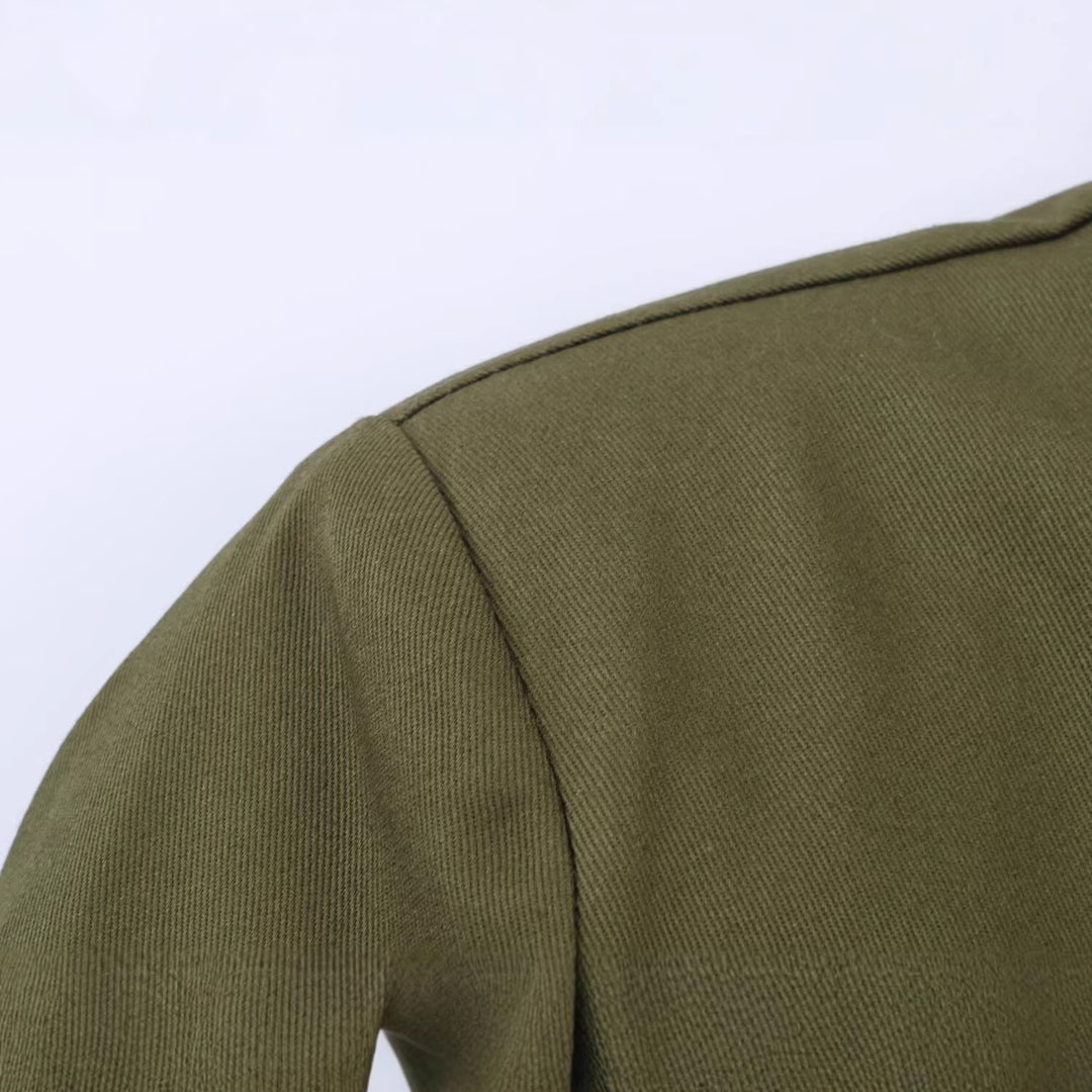 Damen Militärisch inspirierte Kurzjacke mit dekorativer Kordauflage und Stehkragen Drune