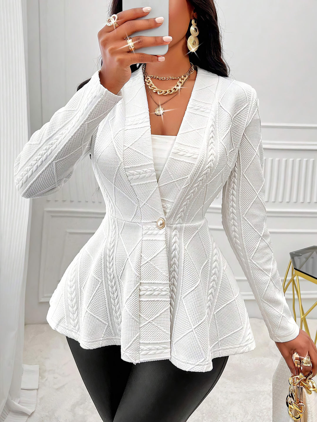 Damen modischer Blazer mit strukturiertem Design und taillierten Details Drune