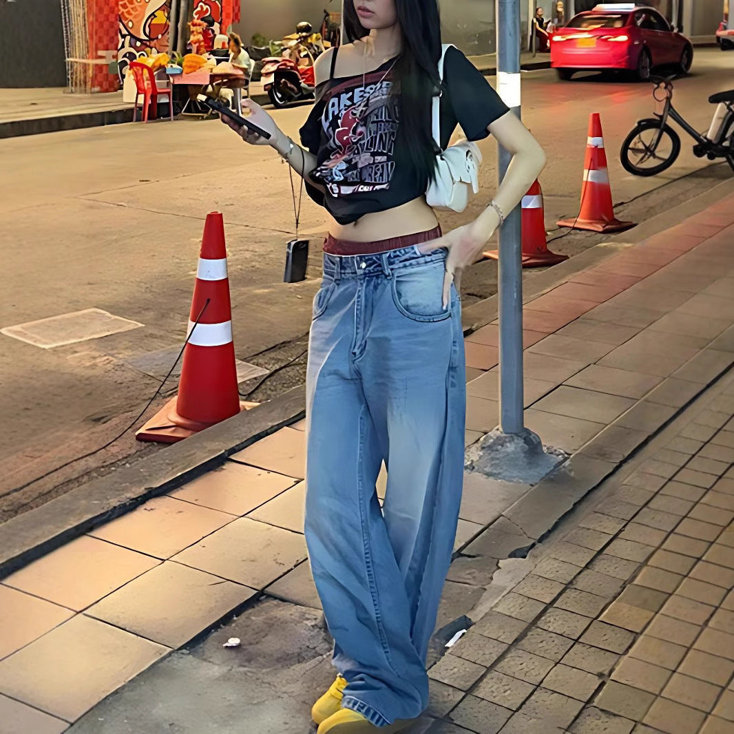 Damen Oversized T-Shirt mit kreativem Grafikdruck und lässiger Passform Drune