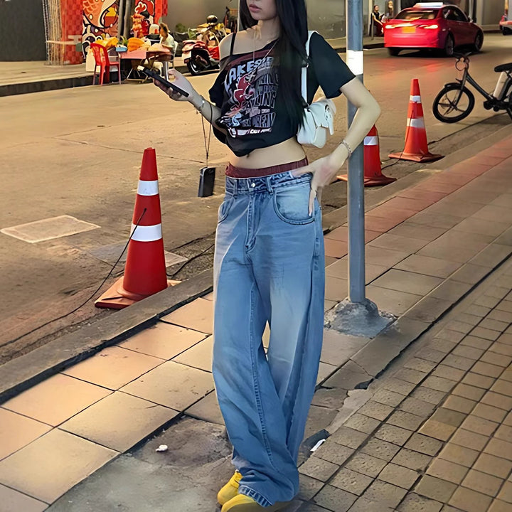 Damen Oversized T-Shirt mit kreativem Grafikdruck und lässiger Passform Drune