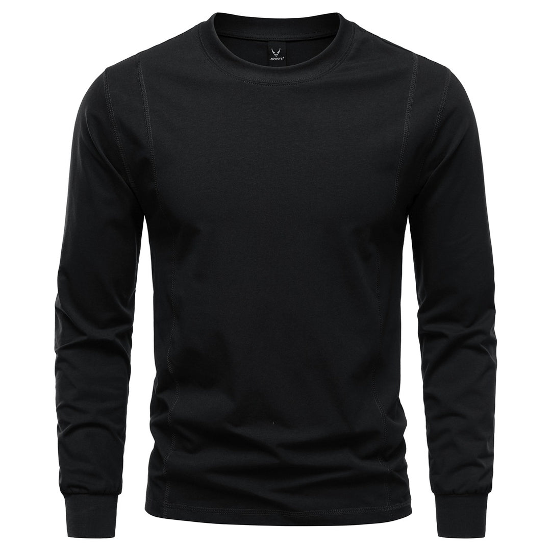 Herren Langarmshirt aus Stretch-Baumwollmix mit Rundhals und Flachnähten Drune