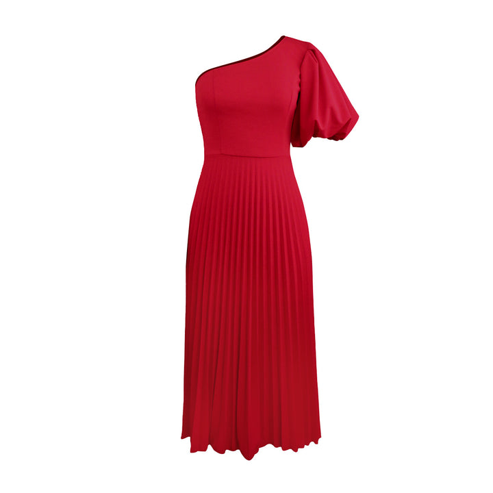 Damen Elegantes asymmetrisches Faltenkleid Drune