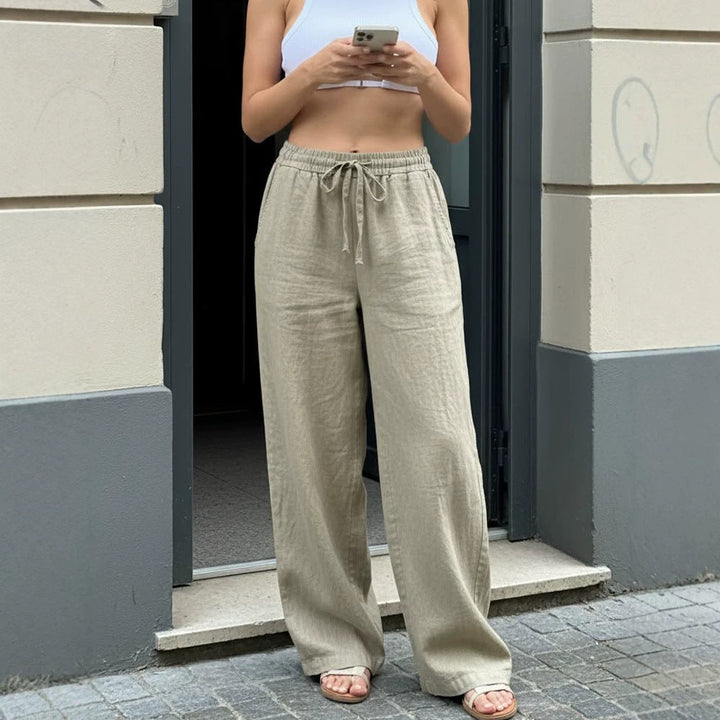 Damen Weite Leinenhose Drune