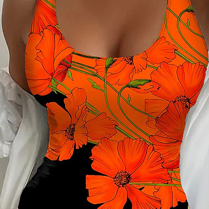 Damen Einteiler Badeanzug mit floralem Design Drune