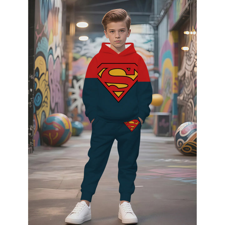 Unisex nan Kinder Jogginganzug mit Kapuzenpullover und detailreichem Auto-Print Drune