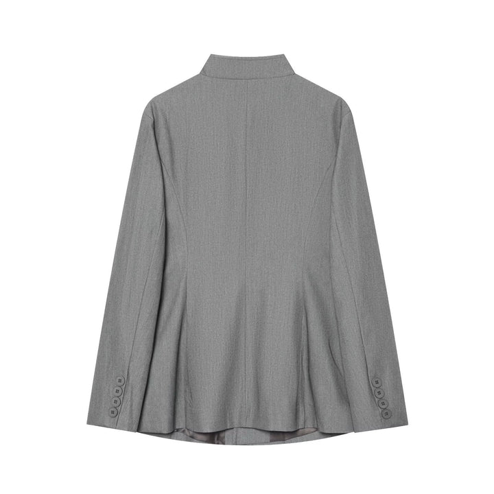 Damen taillierter Stehkragen-Blazer mit durchgehender Knopfleiste Drune
