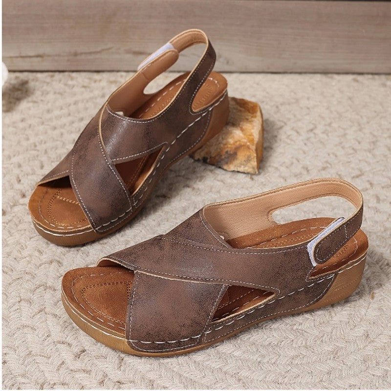 Damen Bequeme orthopädische Sandalen mit verstellbarem Fersenriemen Drune