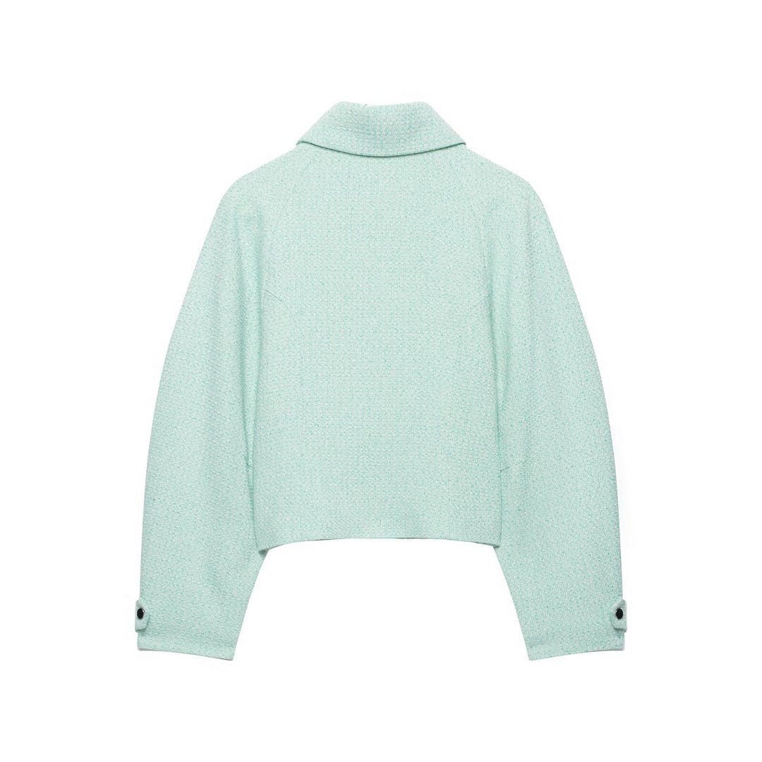 Damen Kurzblouson aus Bouclé mit verdecktem Reißverschluss und Umschlagmanschetten Drune