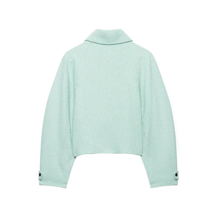 Damen Kurzblouson aus Bouclé mit verdecktem Reißverschluss und Umschlagmanschetten Drune