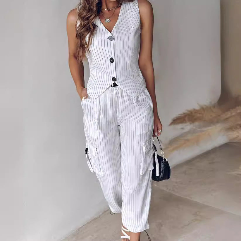 Damen Elegantes Zweiteiler-Set mit Weste und sportlichen Hosen Drune