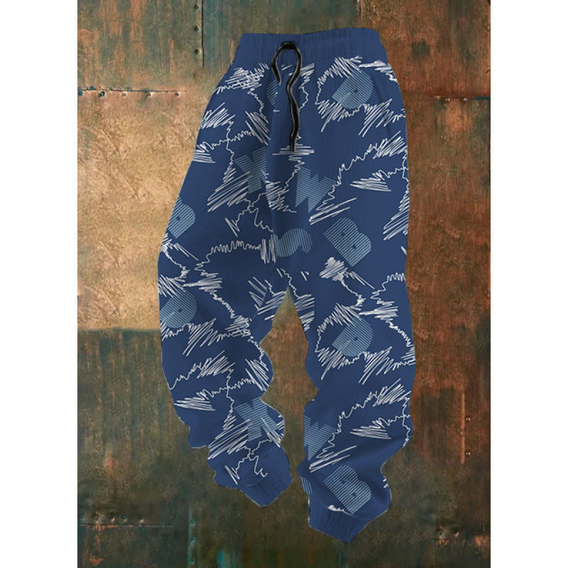 Damen Bequeme Freizeithose mit kreativem Druck Drune