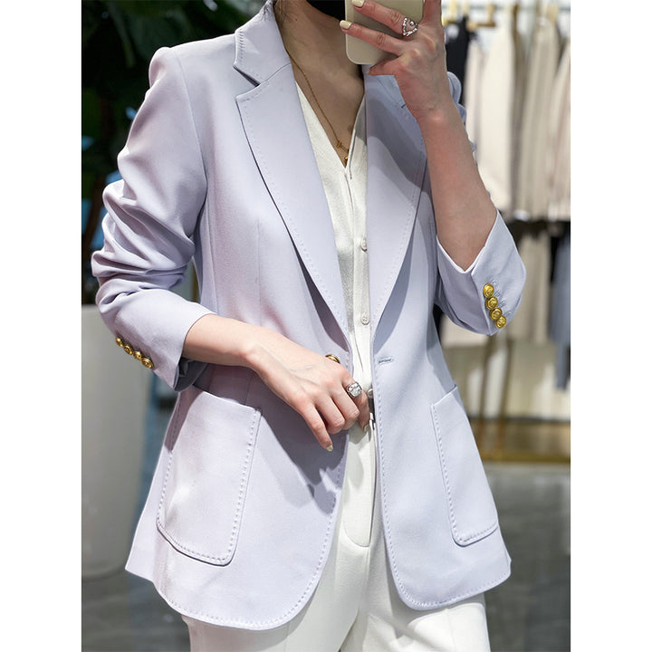 Damen Taillierter Ein-Knopf-Blazer mit aufgesetzten Taschen und schmalem Revers Drune