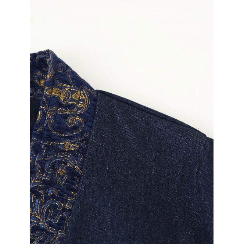 Damen elegante modische Jacke mit kunstvoller Stickerei Drune