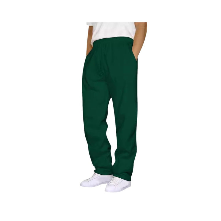 Damen nan ungekürzte Relax-Freizeithose mit hohem Komfortbund, innenliegendem Kordelzug und seitlichen Eingrifftaschen Drune