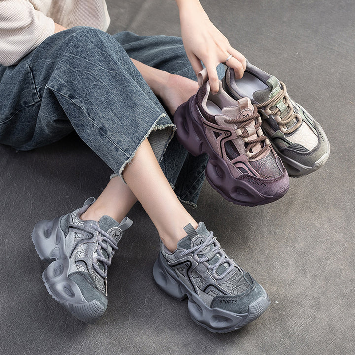 Damen Sportliche Chunky Sneakers mit stilvollem Oberflächen-Design und dämpfendem Sohlenprofil Drune