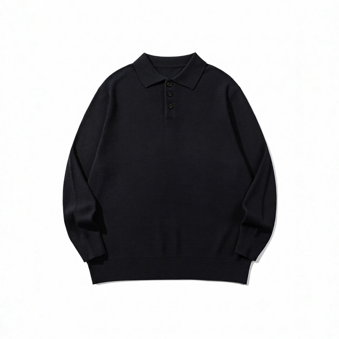 Unisex Waffelstrick-Polo im Relaxed-Fit mit dreifacher Knopfleiste und geripptem Saum Drune