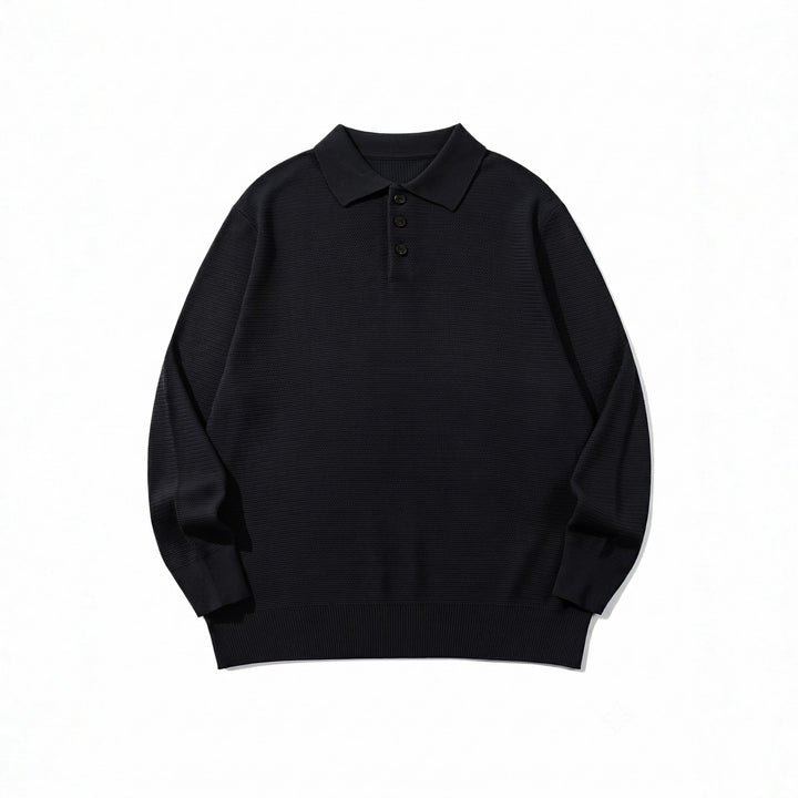 Unisex Waffelstrick-Polo im Relaxed-Fit mit dreifacher Knopfleiste und geripptem Saum Drune