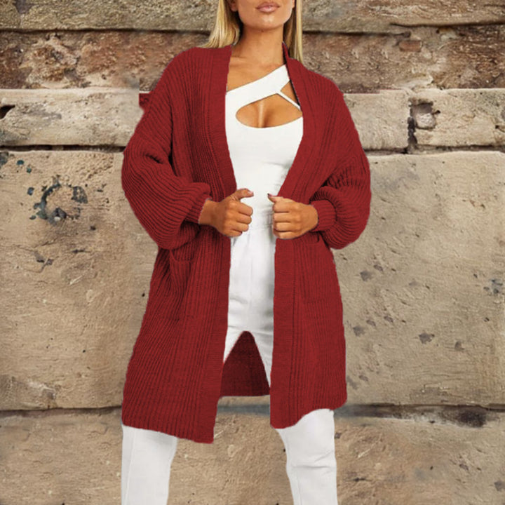 Damen Großer Strickcardigan mit voluminösen Ärmeln und offenen Taschen Drune