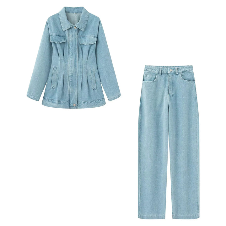Damen nan hochtaillierte weite Jeanshose mit geradem Bein und klassischem Taschen-Design Drune