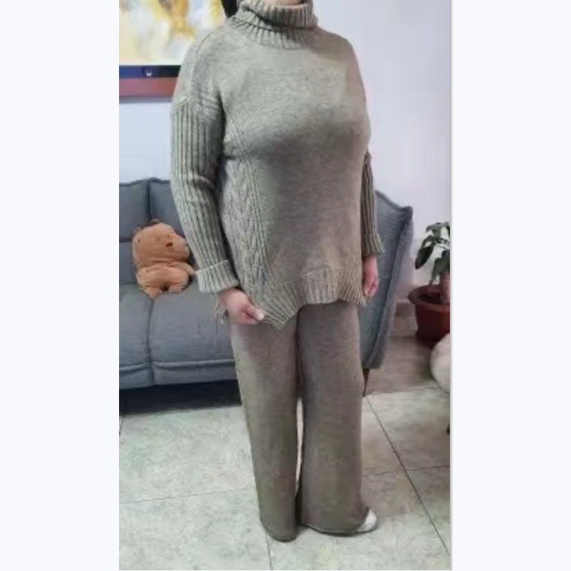 Damen Weicher Strickpullover mit hohen Kragen und lässigem Schnitt Drune