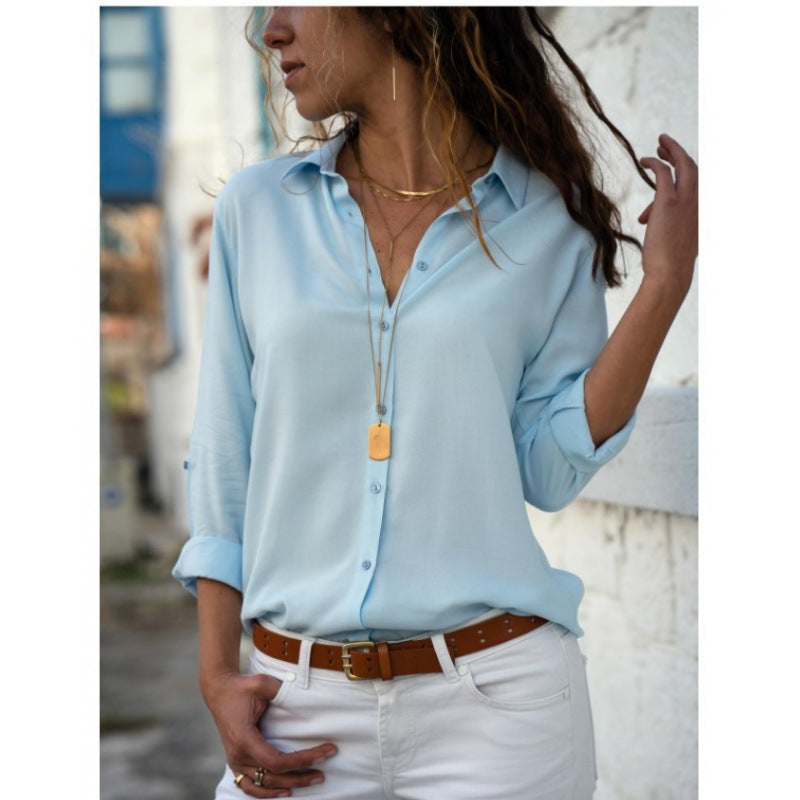 Damen Lockere Bluse mit modernem Schnitt und bedeutenden Knopfdetails Drune
