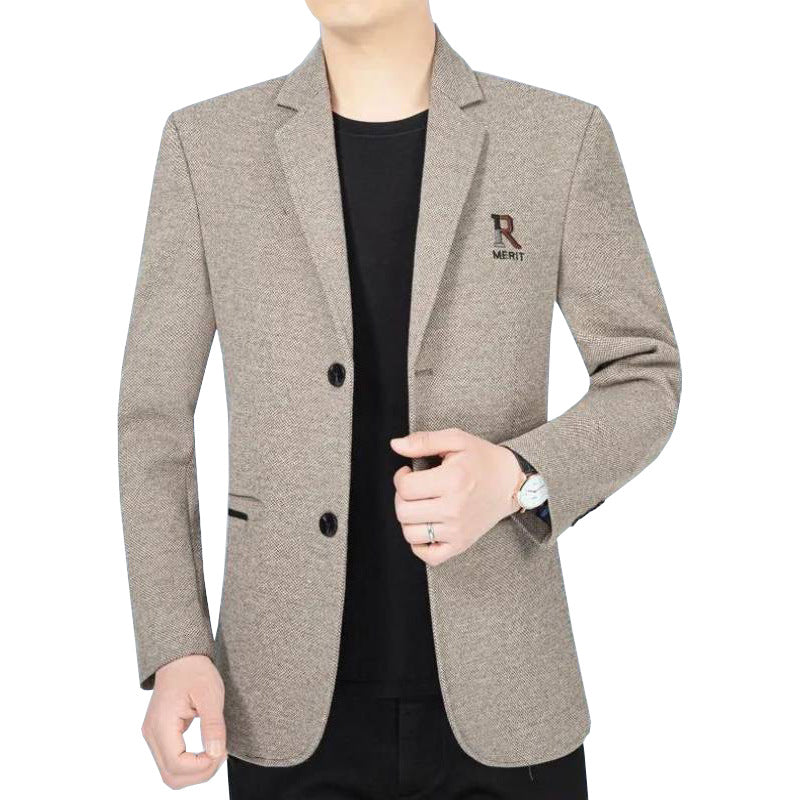 Herren Sakko Slim-Fit aus strukturierter Wollmischung mit kontrastiertem Innenfutter Drune