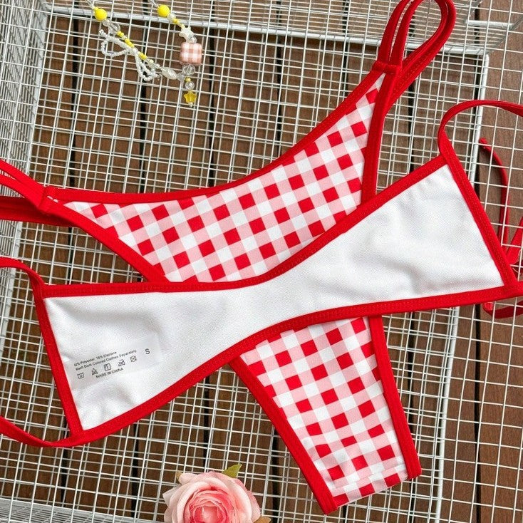 Damen Kariertes Bikini-Top Drune