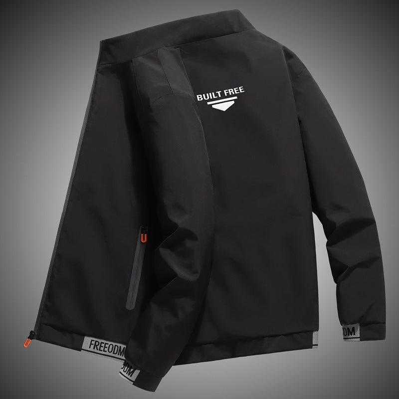 Herren leichter winddichter Freizeitblouson mit Logo-Print, Reißverschlusstaschen und elastischem Saum Drune