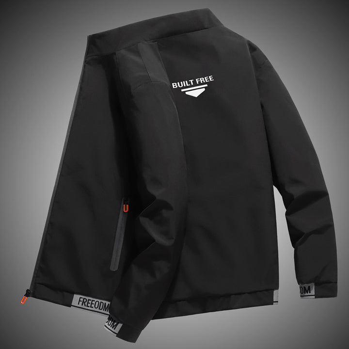 Herren leichter winddichter Freizeitblouson mit Logo-Print, Reißverschlusstaschen und elastischem Saum Drune