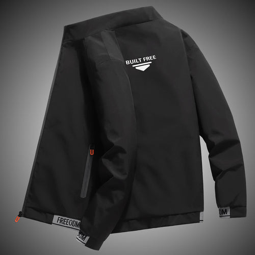 Herren leichter winddichter Freizeitblouson mit Logo-Print, Reißverschlusstaschen und elastischem Saum Drune