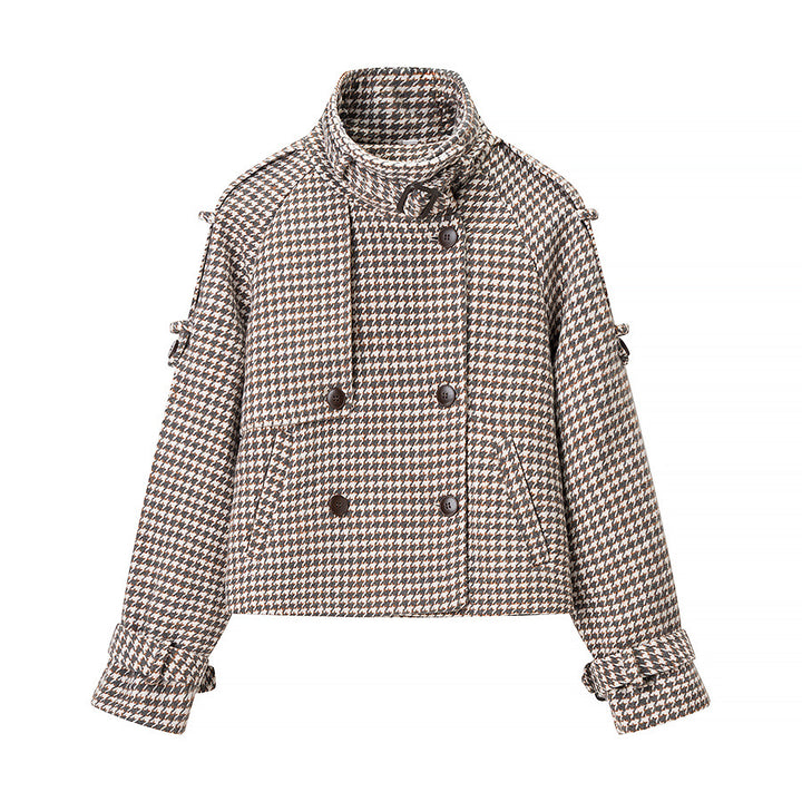 Damen Modische Tweedjacke mit doppelter Knopfleiste und dekorativen Details Drune