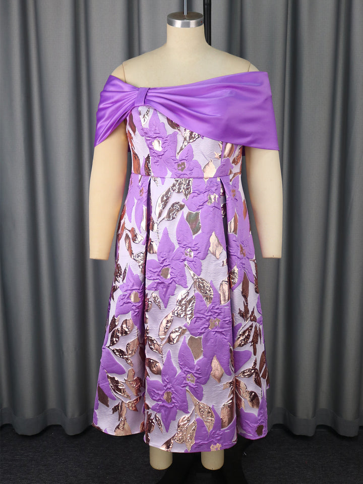 Damen Elegantes Abendkleid mit schulterfreier Applikation und floralen Motiven Drune