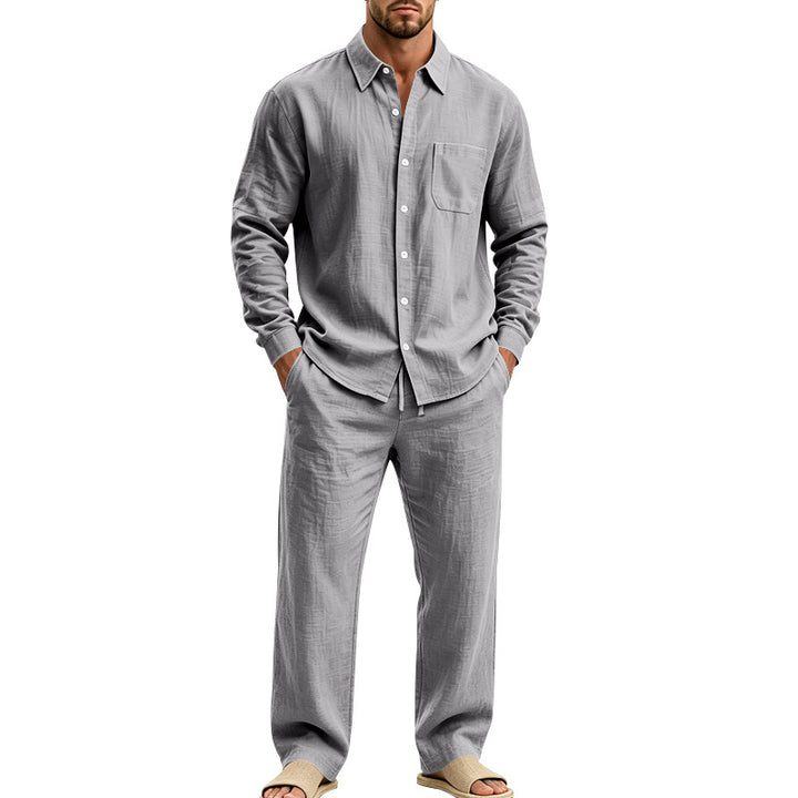 Herren entspanntes Leinen-Hemd und weite Loungewear-Hose Drune