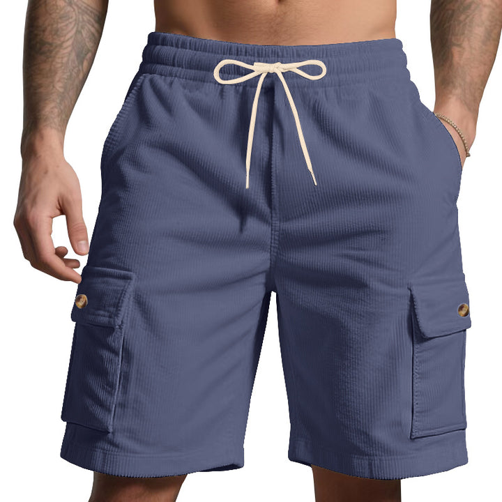 Herren nan Cord-Cargo-Shorts mit elastischem Tunnelzugbund, aufgesetzten Cargotaschen und weichem Baumwollmix Drune