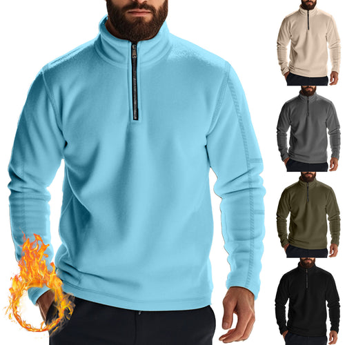 Herren kuscheliger Fleece-Pullover mit half-Zip und hohem Kragen Drune