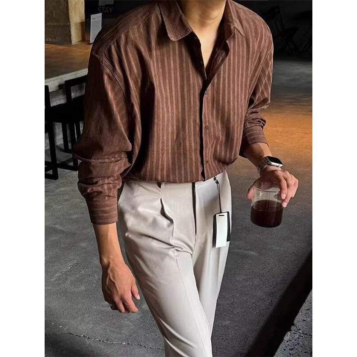 Herren Elegantes Langarmhemd mit feinen Streifen Drune