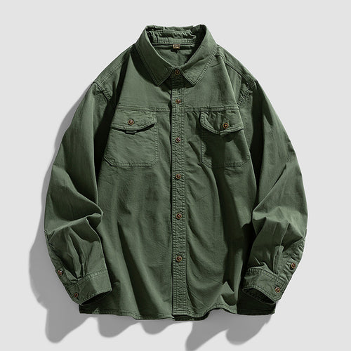 Herren Overshirt aus robustem Baumwoll‑Twill mit Pattentaschen und relaxed Fit Drune