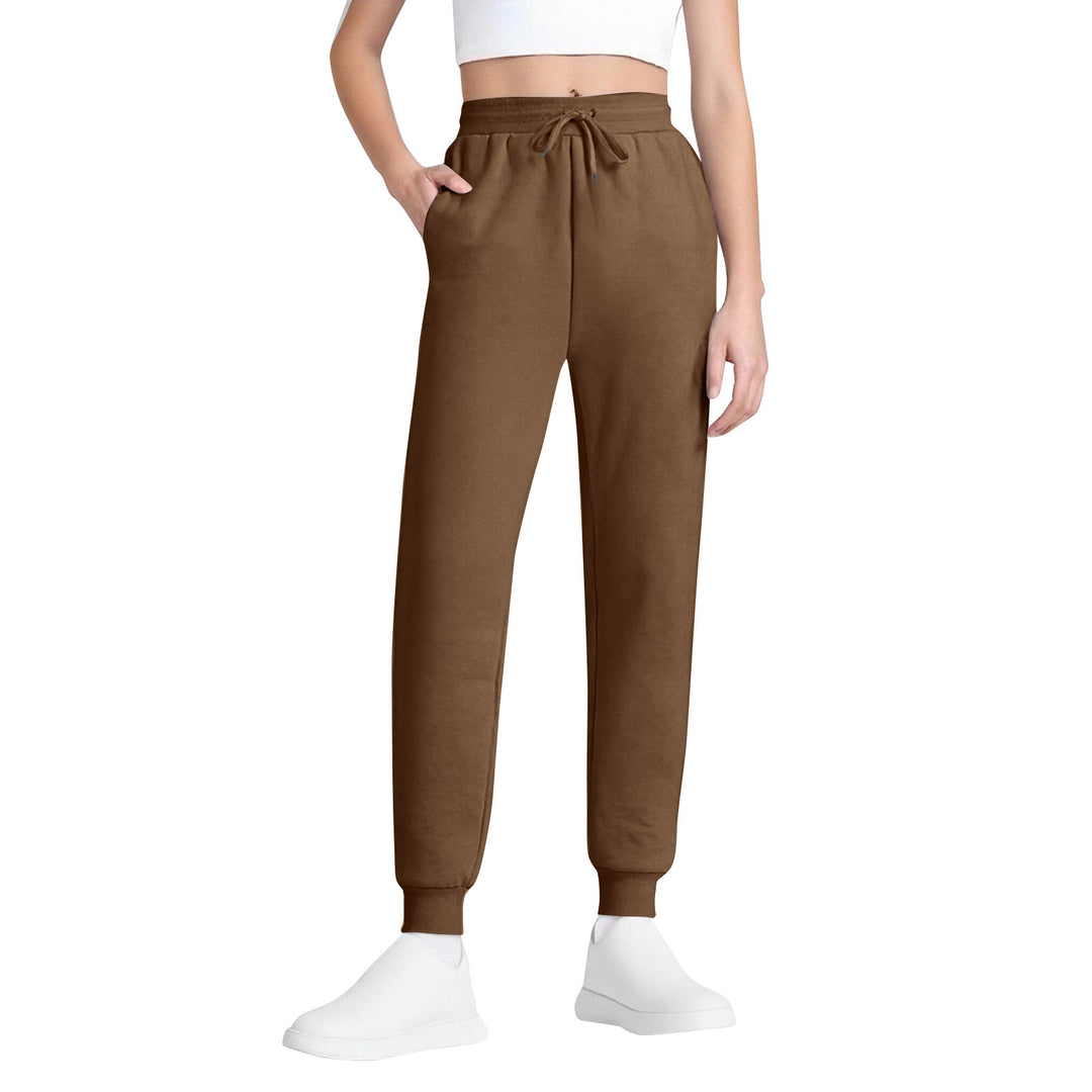 Damen nan schlanke hochgeschnittene Jogginghose mit Tunnelzug, Eingrifftaschen und Bündchen Drune