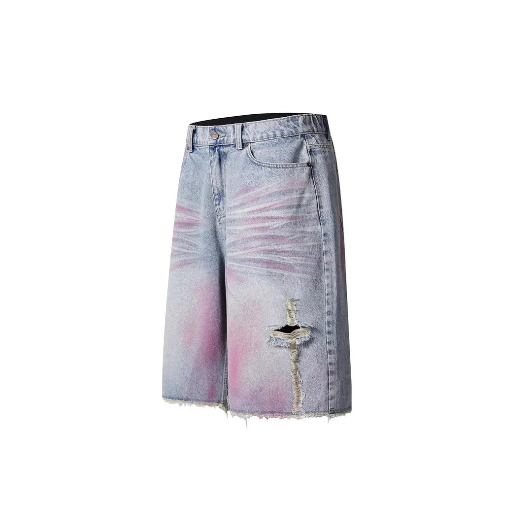 Damen Trendige Denim-Shorts mit einzigartigen Graffiti- und Destroyed-Details Drune