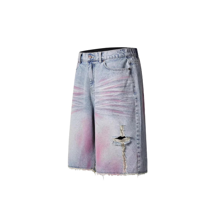 Damen Trendige Denim-Shorts mit einzigartigen Graffiti- und Destroyed-Details Drune