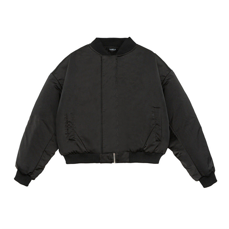 Unisex Kurz geschnittener Boxy-Puffer-Bomber mit minimalistischer Frontblende Drune