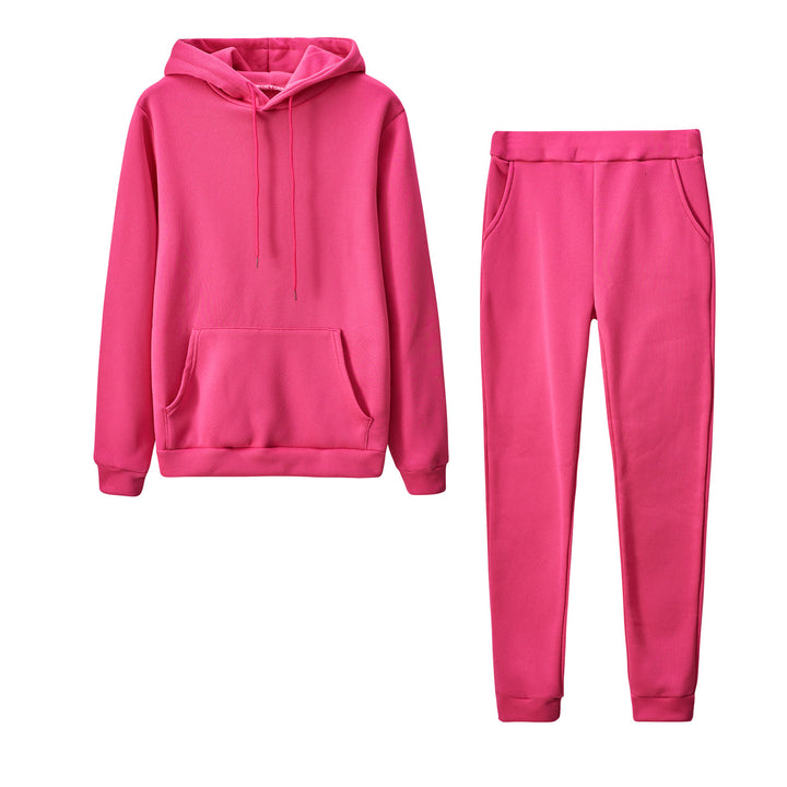 Damen nan Cozy-Loungewear-Set mit oversized Hoodie, Kängurutasche und schmaler Highwaist-Jogginghose Drune