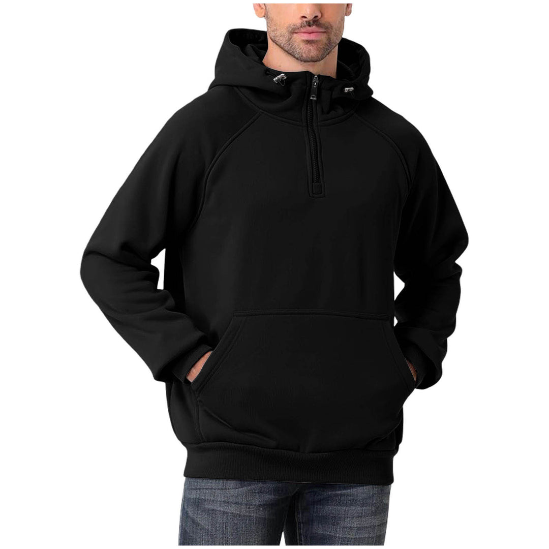 Herren Halbzip-Hoodie mit verstellbarer Kapuze, Kängurutasche und Raglanärmeln Drune