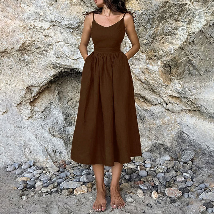 Damen Maxikleid mit verstellbaren Trägern und eleganter Taillierung Drune