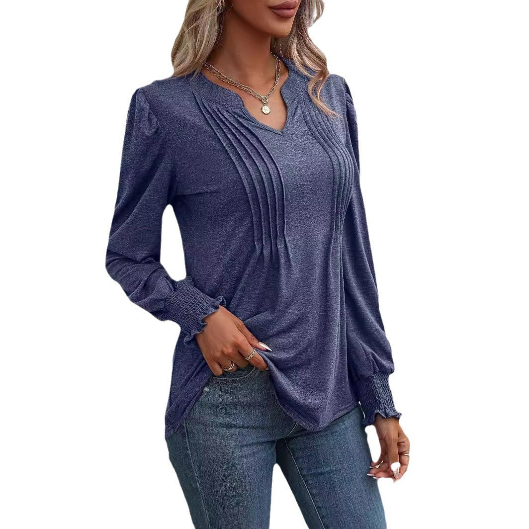 Damen Langarmshirt mit eleganter Rüsche Drune