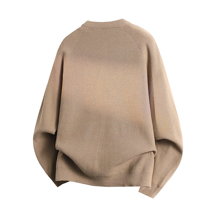 Unisex Leichter Feinstrick-Cardigan mit Rundhalsausschnitt, Brusttasche und Raglanärmeln Drune