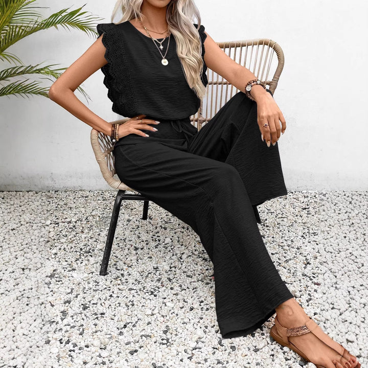 Damen Zweiteiliges Set aus Top und Palazzo-Hose mit Spitzenvolant Drune