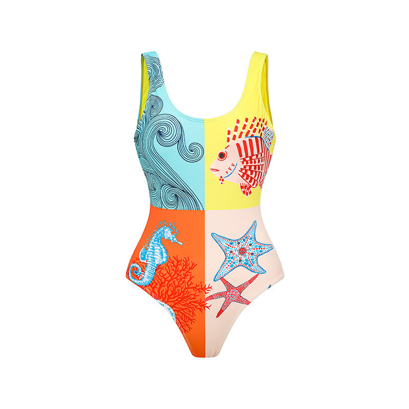 Damen Einteiliger Badeanzug mit maritime Motiven und eleganten Verzierungen Drune